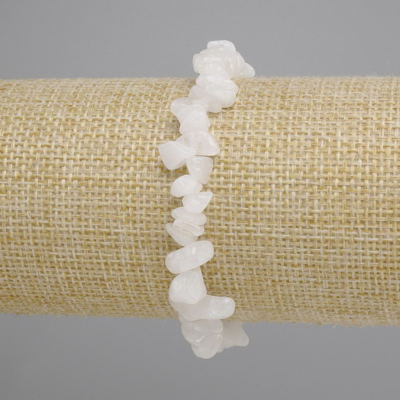 Weißquarz-Chips-Armband, Durchmesser 6–12 × 4–6 mm, Länge ca. 18 cm, elastisch