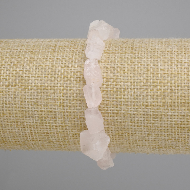 Armband Rosenquarz Naturstein, Durchmesser 7–11 × 7–11 mm, Länge ca. 18 cm, elastisches Band
