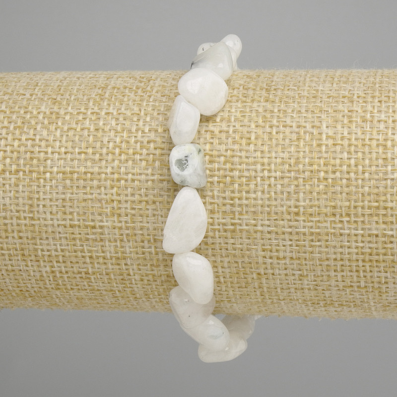 Adular-Armband, facettierte Perlen, Durchmesser 10–12 × 10–11 mm, Länge ca. 18 cm, elastisches Band