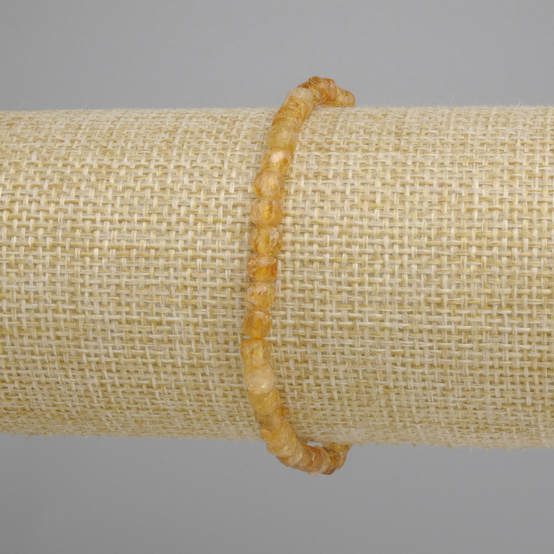 Elastikarmband aus Citrin, facettierte Würfel 4×4 mm, Länge ca. 18 cm