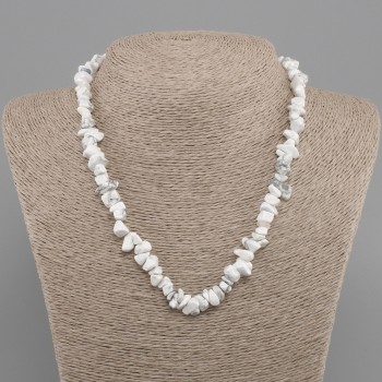 Kette aus Chalcedon-Krümel, Durchmesser 6–10 × 2–7 mm, Länge 45 cm + 5 cm Verlängerungskette