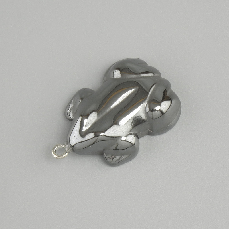 Anhänger Hämatit in Froschform, Durchmesser 32×21 mm