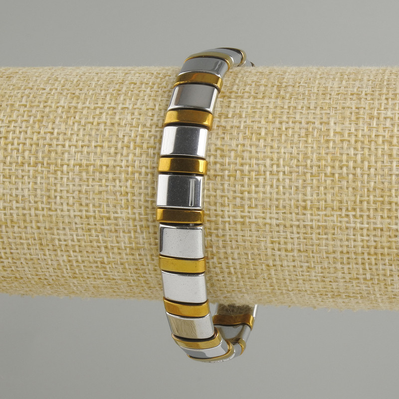 Hämatit-Gliederarmband „Lanka“, Durchmesser 10×7 mm ±, 10×2 mm ±, Länge 18 cm ±, Stretcharmband