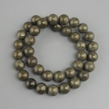 Pyrit-Perlen glatte Kugel, Durchmesser ca. 10,5 mm, Länge ca. 38 cm