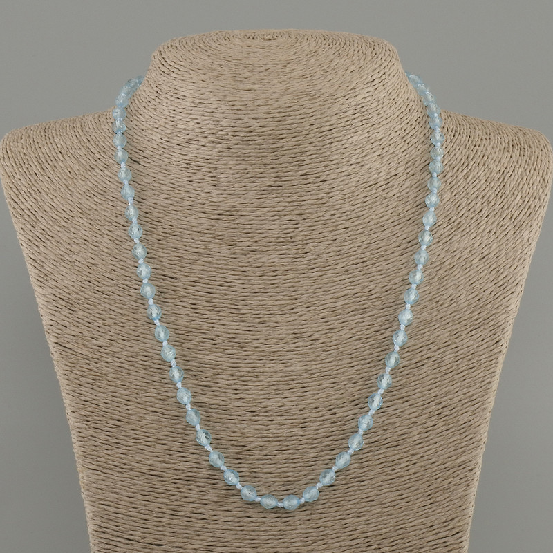 Topas-Perlenkette, facettierte Kugeln Ø ca. 5 mm, Länge ca. 50 cm, mit Verschluss