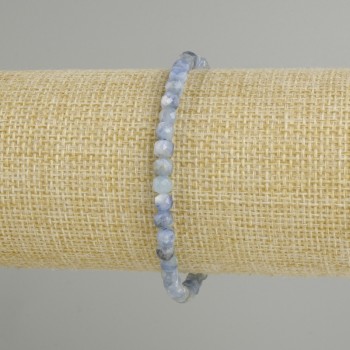 Armband aus facettiertem Kyanit-Würfel, ca. 4,5×4,5 mm, Länge ca. 18 cm, Stretch