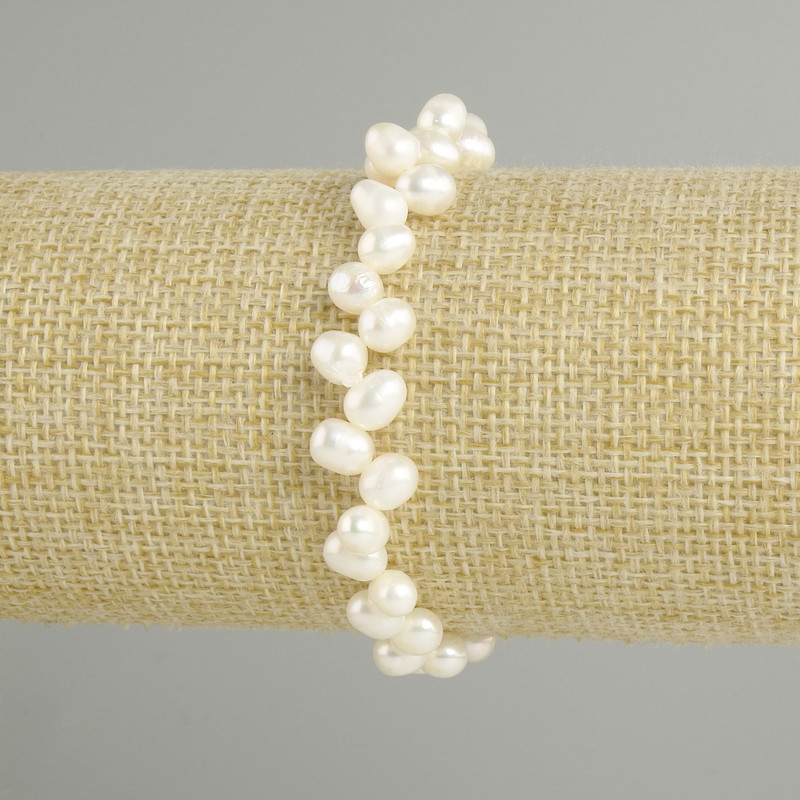 Armband aus Flussperlen, Durchmesser ca. 6–7 × 5 mm, Länge ca. 18 cm, elastisch