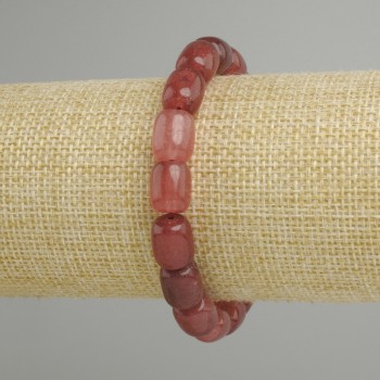 Armband aus Erdbeerquarz-Barrelperlen, Durchmesser ca. 11×9 mm, Länge ca. 18 cm, Stretch