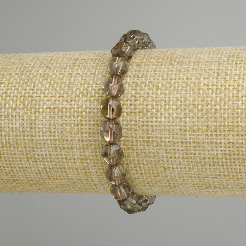 Armband Rauchquarz facettiert, Durchmesser ca. 7×7 mm, Länge ca. 18 cm, elastisch