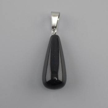 Anhänger 'Tropfen' aus schwarzem Achat 10 × 26 × 36 mm+
