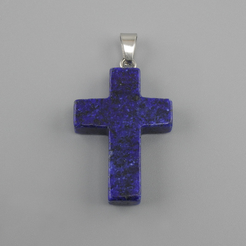 Kreuzanhänger aus Azurit 18 × 26 × 34 mm+
