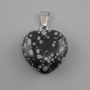 Herz-Anhänger aus Schnee-Obsidian 20×20×28 mm+