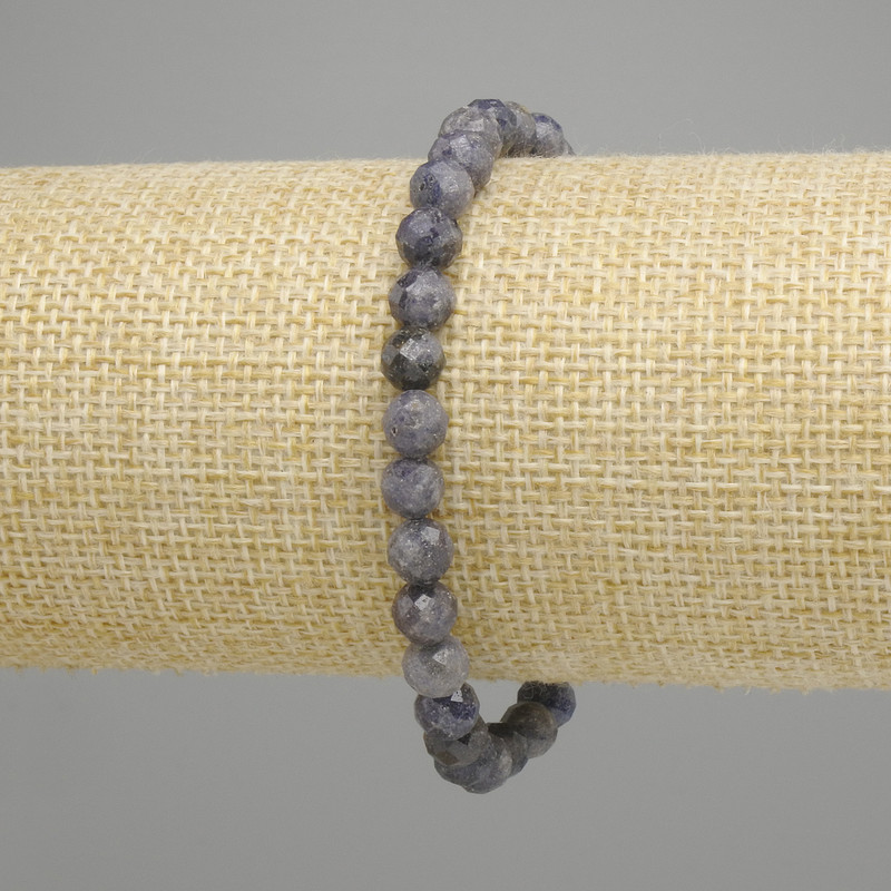 Saphir facettierte Kugel-Armband, Ø ca. 6 mm, Länge ca. 18 cm, Dehnband