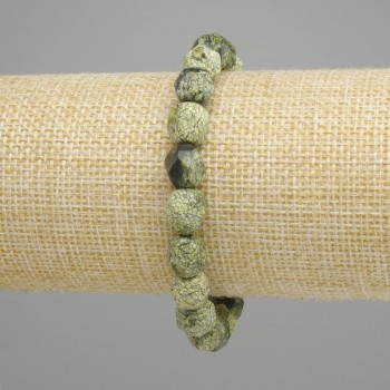 Armband Serpentin facettierte Kugeln, Durchmesser 9-10×8-9mm ±, Länge 18 cm ± Elastikband