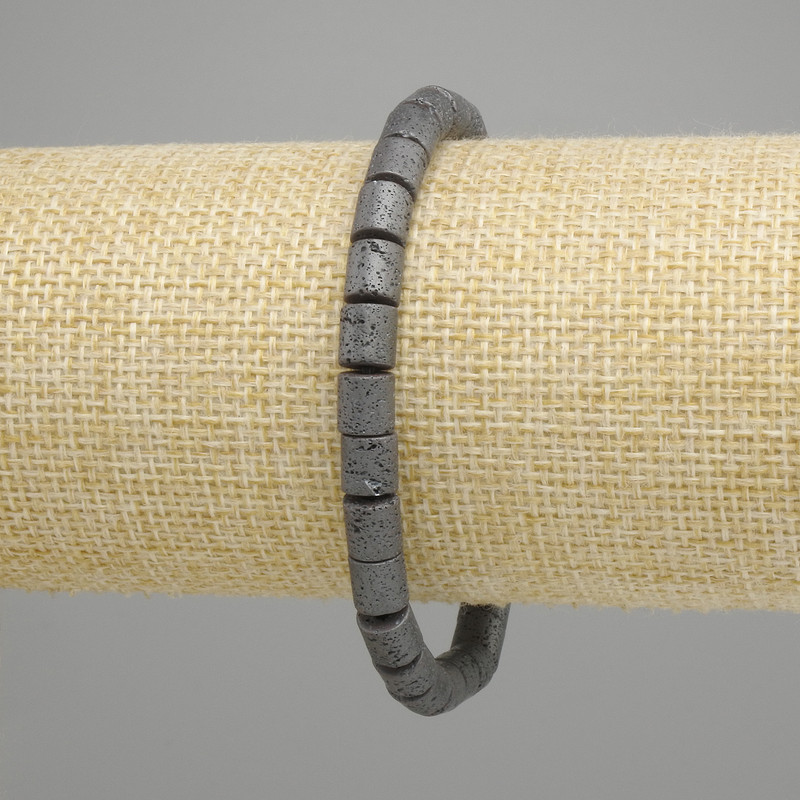 Lava-Armband Zylinder, Durchmesser 6×6mm, Länge ca. 18cm, Stretch