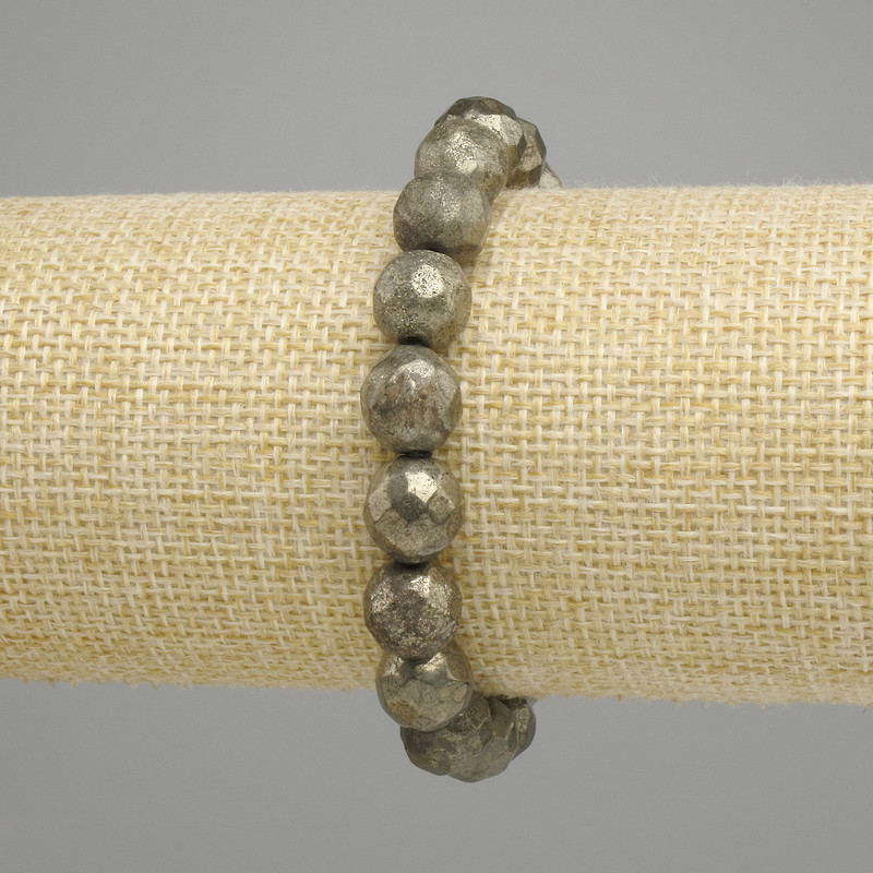 Pyrit-Kugelförmiges facettiertes Armband, Durchmesser 10 mm, Länge 18 cm, elastisch
