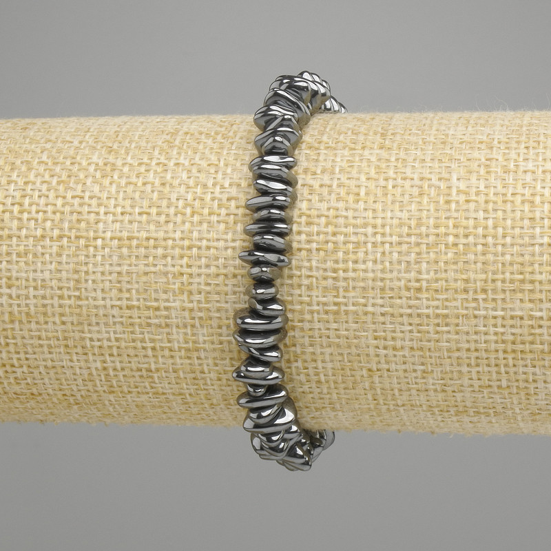 Hämatit-Splitter-Gliederarmband 5-8, 5×2-2, 5 mm ±, Länge 18 cm ±, flexibler Band