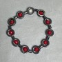 Armband Koralle, facettierte Kugeln 5mm+-, Hämatit rund 12mm+-, Länge ca. 18 cm, Stretch