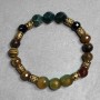 Armband Achat facettierte Kugel 9,5mm+- Jaspis Facettenschliff 9mm+- Tigerauge facettierte Kugel 8mm+-, Länge 18cm +- Stretch