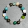 Armband Sortiment Aquamarin Perlmutt Malachit Kugel 10mm+-, Länge 18cm +- Stretch