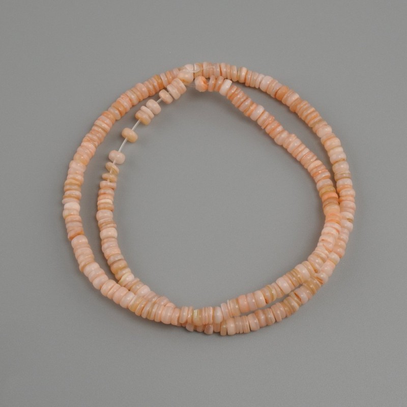 Muschelperlen Schafarfka Rondell, Durchmesser 4x1, 5-2 mm ±, Länge 38 cm ± auf Faden