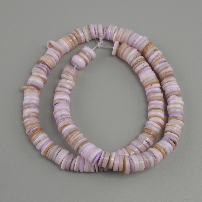 Perlmutt-Perlen aus Skafaraka (Abalone) Rondelle, Durchmesser 8×1, 5–2 mm ±, Länge 39 cm ± auf Nylonfaden