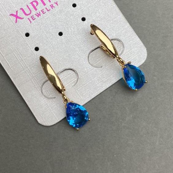 Ohrringe Xuping mit blauen Steinen 28×7 mm vergoldet 18K