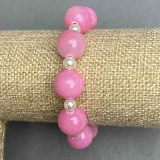 Armband aus Acryl, glatte Kugel 14 cm ±, 6 mm ±, Länge 18 cm ±, Stretch
