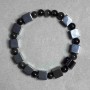 Armband Hämatit Würfel 8×8 mm+- Silberfarbene Obsidian-Kugel 6 mm+-, Länge 18 cm+- Stretch