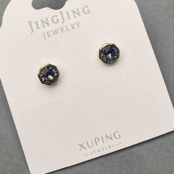 Ohrstecker Xuping mit Kristall, Durchmesser 6 mm ±, Vergoldung 18K