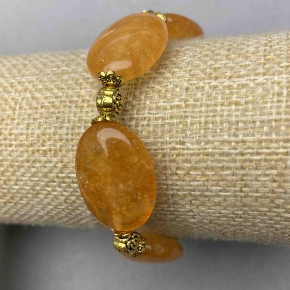 Armband Citrin Oval 25×18 mm (±) mit Einsätzen, Länge 18 cm (±) Stretch