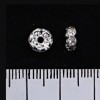 Spacer-Rondell, Trennring mit weißen Strasssteinen, Metallfarbe Silber, 5 mm, 100 Stk / Pack