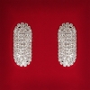 (45x25 mm) Damen-Ohrstecker mit weißen Strasssteinen, helles Metall, Hochzeits- und Abend-Ohrringe, oval, länglich, groß