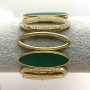 (5-6 cm) Damenarmband, breit, goldfarben, verziert mit großen, ovalen Steinen und kleinen Zirkonien