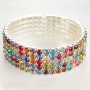 Stretcharmband mit fünf Reihen Strasssteinen, mehrfarbig, Umfang 17–18 cm