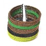 Glasperlenarmband mit Verschluss in Schwarz, Grün, Gelb und Bernsteinfarben