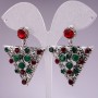 Ohrringe mit Kristallen, 4 cm lang, festlich, grüne und rote Strasssteine, Dreiecksform