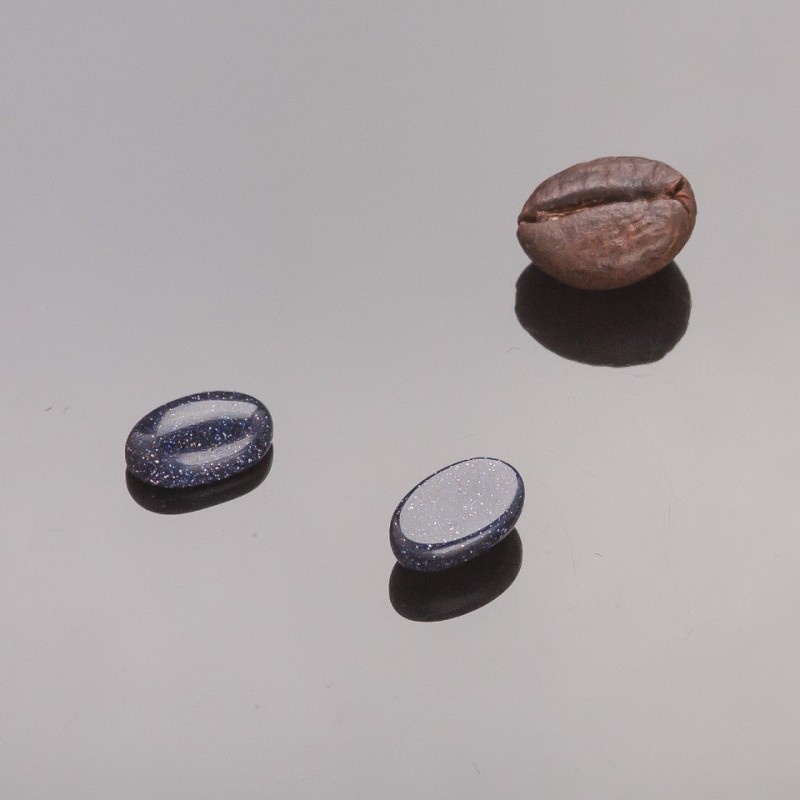 Fassung Cabochon – Minioval, Aventurin Blau-Sand Nacht Kaïra, Durchmesser 8×5 mm