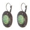 Ausverkauf Ohrringe Jade – Fassung 'Tropfen-Silber' – ovaler Stein 2,5×1,9 cm, Länge 3,5 cm