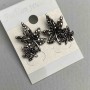 ( 25/20 mm ) Ohrringe Doppeltes Blättchen mit schwarzem Strass
