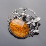 Brosche «geschmiedete» Schmetterlinge Bernstein 6 cm