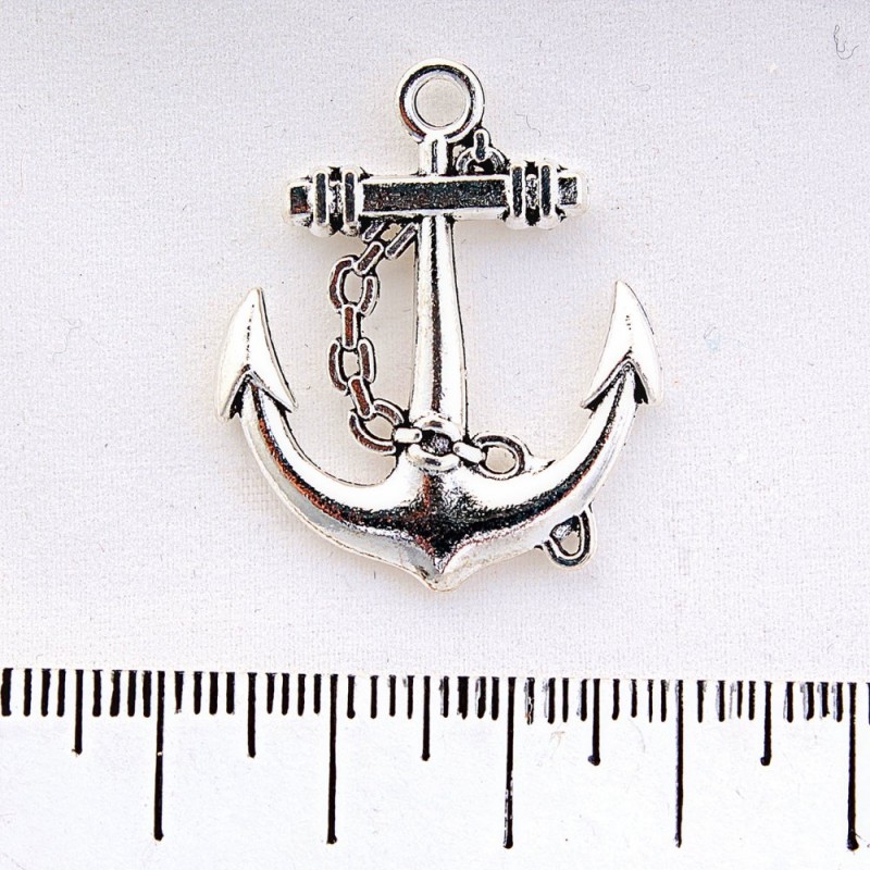 Anhänger Anker mit Kette, 27×27 mm, 6er-Set