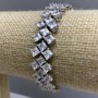 Armband TM „Bohemian“ Dreireihiges Rhombus-Design (Bohemischer Kristall, hergestellt in Korea), Länge 18 cm, Breite 14 mm