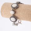 Sonderangebot: Armband aus Perlmutt, Fassung »Punkt Kreuz«, ovaler Stein in den Größen 26×21 mm bzw. 17×13 mm, 7 Stück, Länge 18–21 cm