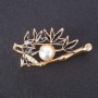 Brosche „Blühender Bambus“ Flora 5×2,5 cm Metallfarbe Gold