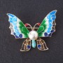 Brosche 'Schmetterling' bunte Emaille, 5 × 4,5 cm Metallfarbe 'Gold' Insektenserie