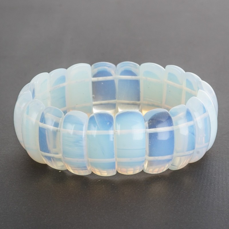 Mondsteinarmband auf Elastikband, rechteckige Glieder 2,5 × 1 cm