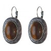 Reduziert. Ohrringe Tigerauge in griechischer Fassung, ovaler Stein 2,3 × 2,8 cm, Länge 4 cm