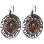 Sonderangebot: Ohrringe aus Tigerauge in griechischer Fassung mit Strasssteinen, ovaler Stein 2,5 × 3 cm, Länge 3,9 cm