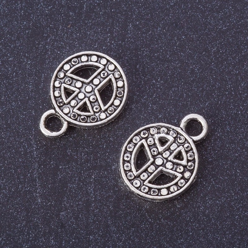 Anhänger Münze mit Friedenszeichen, Metallfarbe Silber, Ø 17 × 13 mm, Verpackung 20 g, ±16 Stück